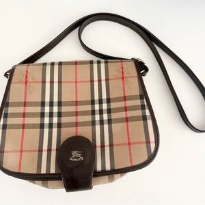 Vintage Burberry Haymarket Canvas Plaid Checkered Women's Crossbody Bag